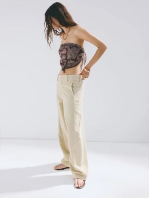 Jeansy balloon ze szwami khaki - Kobieta - - MANGO