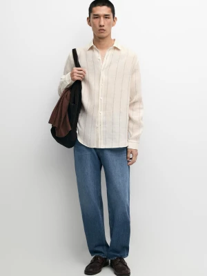 Jeansy Barrel Fit - Niebieski - Massimo Dutti - Male