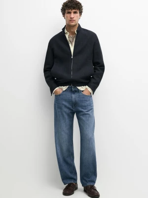 Jeansy Barrel Fit - Niebieski - Massimo Dutti - Male