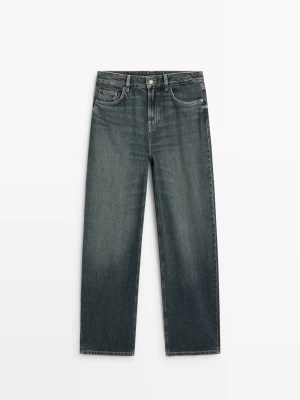 Jeansy Barrel Fit Relax Fit Z Wysokim Stanem - Ciemnoniebieski - Massimo Dutti - Female