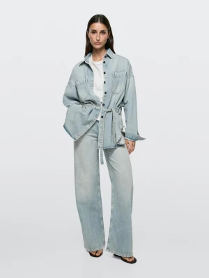 Jeansy Barrel Fit Z Wysokim Stanem - Jasnoniebieski - - Massimo Dutti - Kobieta