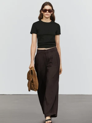 Jeansy Barrel Fit Z Zaszewkami - Brązowy - - Massimo Dutti - Female