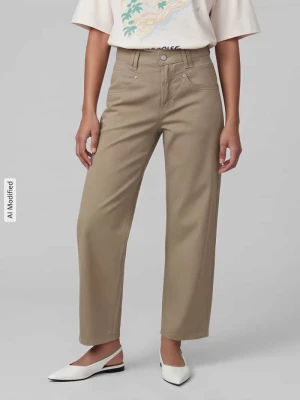 Jeansy barrel o kroju regular fit z mieszanki bawełny model 'ODELE' CAMBIO Oliwkowy