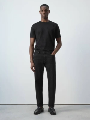 Jeansy Ben cropped tapered fit black denim - Mężczyzna - - MANGO MAN