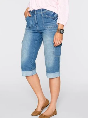 Jeansy bojówki mid waist, ze stretchem bonprix