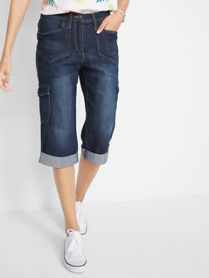 Jeansy bojówki mid waist, ze stretchem bonprix