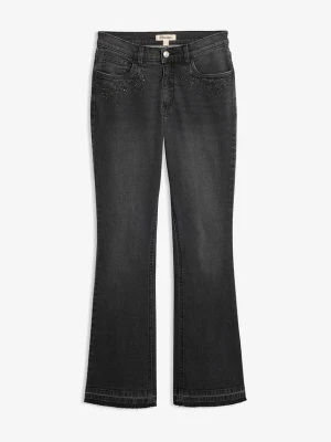 Jeansy Bootcut, high waist BonPrix czarny