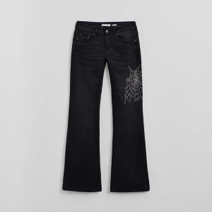 Jeansy bootcut z niskim stanem i pajęczyną z dżetów House czarny