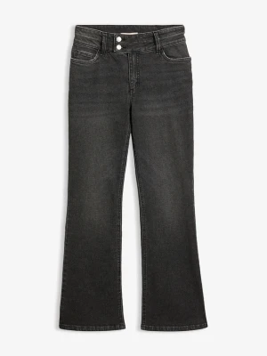 Jeansy bootcut z wysokim stanem BonPrix czarny