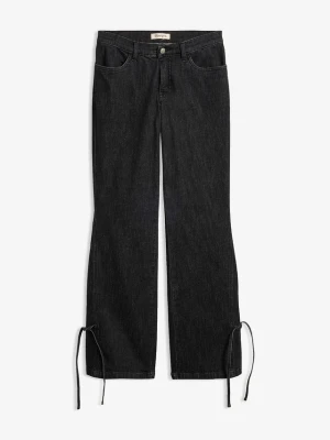 Jeansy bootcut z wysokim stanem BonPrix czarny