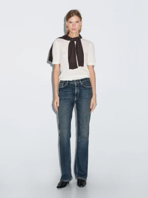 Jeansy Bootcut Z Wysokim Stanem - Średni Niebieski - - Massimo Dutti - Kobieta