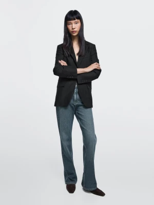 Jeansy Bootcut Z Wysokim Stanem - Średni Niebieski - - Massimo Dutti - Kobieta