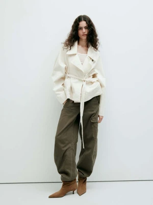 Jeansy cargo z regularnym stanem khaki - Kobieta - MANGO