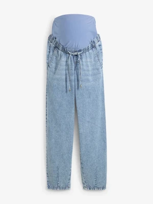 Jeansy ciążowe z lekkiego denimu, o długości do kostki, boyfriend fit BonPrix niebieski