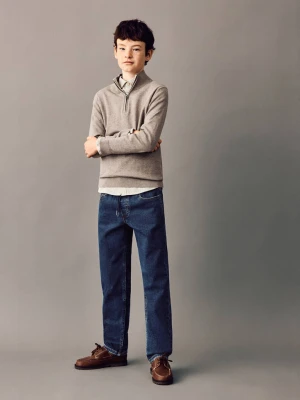 Jeansy comfy ze sznurkiem ciemnoniebieski - Dzieci - - MANGO KIDS