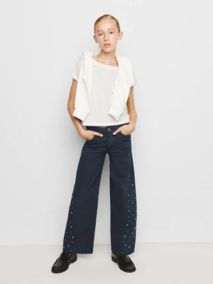 Jeansy culotte z gwiazdkami granatowy - Dzieci - MANGO KIDS