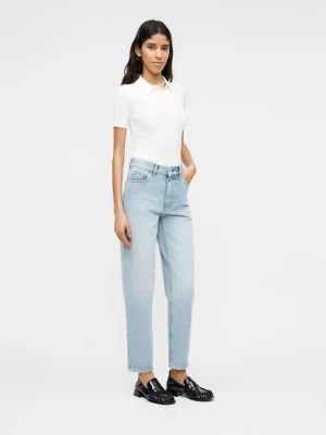 Jeansy damskie mom fit Hugo turkusowy