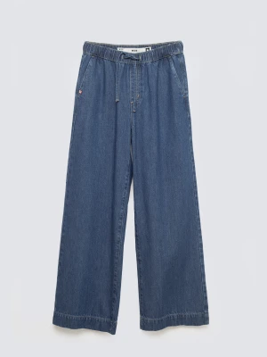 Jeansy damskie wide z pasem na gumkę niebieskie Suzie 387 BIG STAR