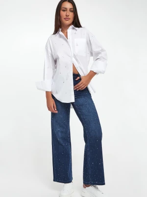 Jeansy damskie z kryształkami JOSEPH RIBKOFF