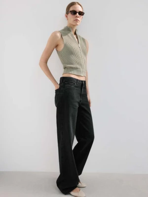 Jeansy Danila wide leg z wysokim stanem black denim - Kobieta - - MANGO