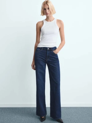 Jeansy Danila wide leg z wysokim stanem ciemnoniebieski - Kobieta - - MANGO