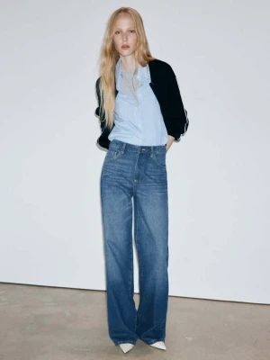 Jeansy Danila wide leg z wysokim stanem ciemnoniebieski - Kobieta - MANGO