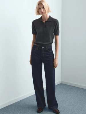 Jeansy Danila wide leg z wysokim stanem niebieski - Kobieta - - MANGO