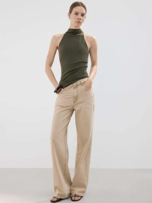 Jeansy Danila wide leg z wysokim stanem piaskowy - Kobieta - - MANGO