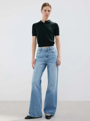 Jeansy Danila wide leg z wysokim stanem średni niebieski - Kobieta - - MANGO