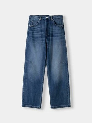 Jeansy Dzwony Bershka granatowy