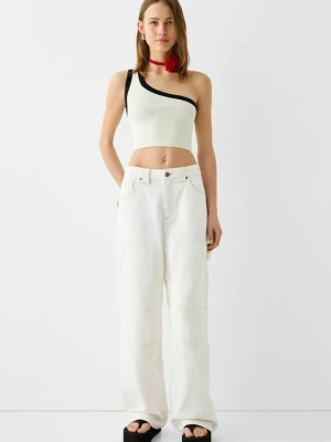Jeansy Dzwony Bershka biały