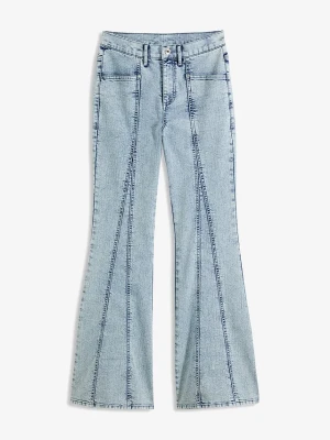 Jeansy dzwony, high waist BonPrix niebieski