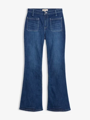 Jeansy dzwony, high waist, ze stretchem BonPrix niebieski