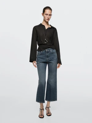 Jeansy Dzwony Krótkie Ze Średnim Stanem - Średni Niebieski - - Massimo Dutti - Kobieta