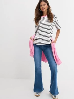 Jeansy dzwony, mid waist, bawełna organiczna bonprix