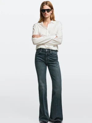 Jeansy Dzwony Skinny Fit Z Wysokim Stanem - Ciemnoniebieski - Massimo Dutti - Female