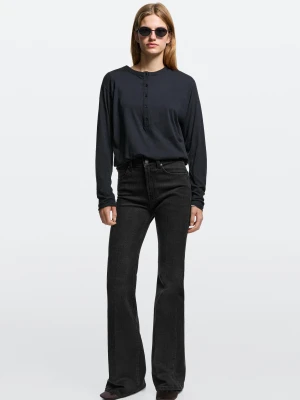 Jeansy Dzwony Skinny Fit Z Wysokim Stanem - Czarny - Massimo Dutti - Female