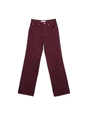 Jeansy Dzwony Stradivarius bordowy