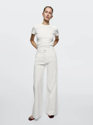 Jeansy Dzwony Z Wysokim Stanem - Biały Złamany - - Massimo Dutti - Kobieta