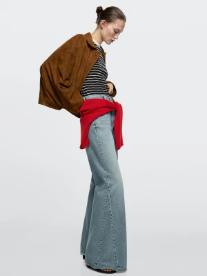 Jeansy Dzwony Z Wysokim Stanem - Jasnoniebieski - - Massimo Dutti - Kobieta