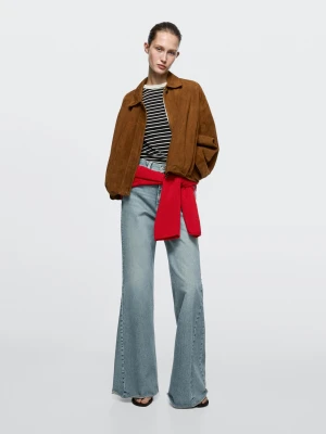 Jeansy Dzwony Z Wysokim Stanem - Jasnoniebieski - - Massimo Dutti - Kobieta