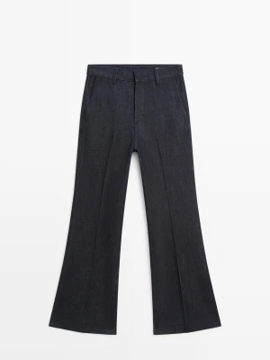 Jeansy Dzwony Ze Średnim Stanem - Ciemnoniebieski - - Massimo Dutti - Kobieta