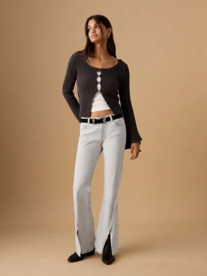 Jeansy flare z niskim stanem jasnoszary denim - Teen - - MANGO TEEN