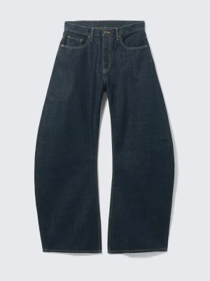 Jeansy loose fit Weekday ciemnoniebieski