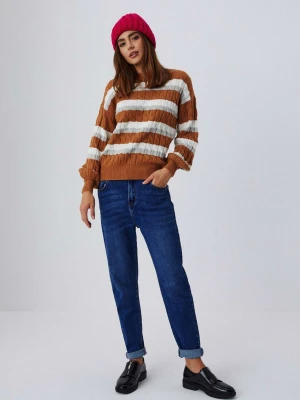 Jeansy mom fit granatowe Moodo