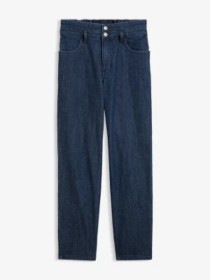 Jeansy mom, high waist, wygodny pas BonPrix niebieski