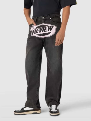 Jeansy o kroju baggy fit z nadrukiem z logo REVIEW