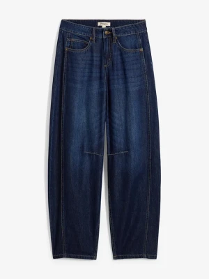 Jeansy o kroju balloon, mid waist, z bardzo miękkiego materiału BonPrix niebieski