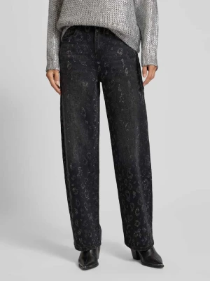 Jeansy o kroju balloon z obszyciem ozdobnymi kamieniami model ‘Leosparkle’ miss goodlife