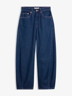 Jeansy o kroju balonowym, high waist BonPrix niebieski